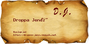 Droppa Jenő névjegykártya